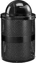 36 Gallon Outdoor Perforated Steel Round Trash Can by Global Industrial – 23.5 inches (Diameter) x 40 inches (Height), 36.0 gallons, Steel, Black, Model 261949BK