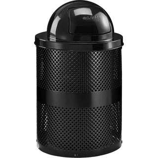36 Gallon Outdoor Perforated Steel Round Trash Can by Global Industrial – 23.5 inches (Diameter) x 40 inches (Height), 36.0 gallons, Steel, Black, Model 261949BK