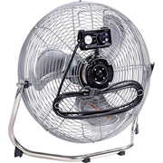 18" Diameter Industrial Floor Fan with Pivoting Head by Global Industrial – 21"L x 20.25"W x 7.5"H, Aluminum, Black/Gray/Silver, Model 258324