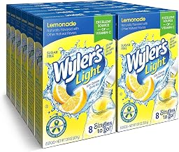 Wyler's Light Singles To Go Powder Packets, Water Drink Mix, Lemonade, 12 Boxes, 8 Servings per Box, 96 Total Servings