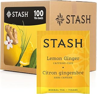 Stash Tea Lemon Ginger Herbal Tea - Naturally Caffeine Free, Non-GMO Project Verified Premium Tea with No Artificial Ingredients, 100 Count (BULK PACKAGING)