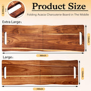 Essenya Acacia Charcuterie Board, Foldable with Handles, 33 x 12 Inch, Brown