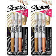 Metallic Permanent Markers by Sharpie – 1 Count (Pack of 6), Gold, Silver, Bronze, Pack of 2, Model 18238152PK