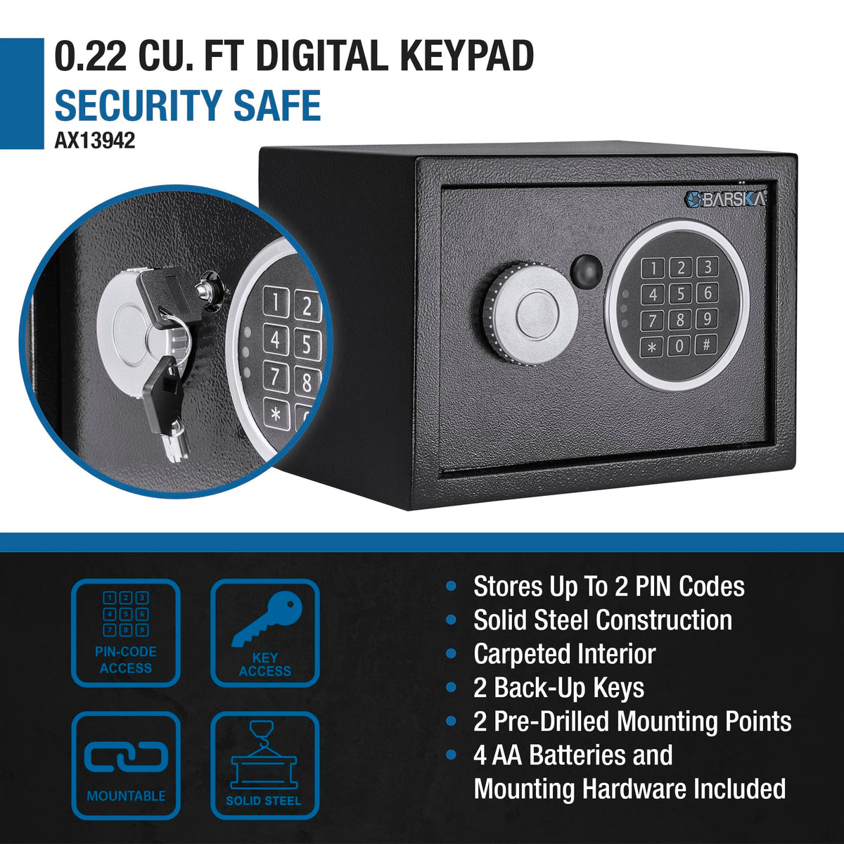 Barska Black / One Size / Compact Cabinet Safes