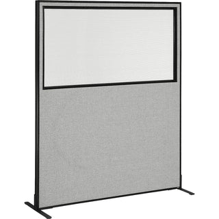 60-1/4"W x 96"H Freestanding Office Partition Panel with Partial Window by Global Industrial – Steel Frame, Gray, Model 695790FWGY