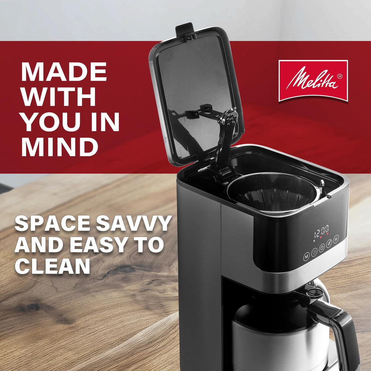 Aroma Tocco Thermal 8-Cup Drip by Melitta – 8 Cups, Plastic, Black and Stainless Steel, Model COFFEE MAKER