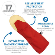 San Jamar 17" / Puppet / Red Oven Mitts