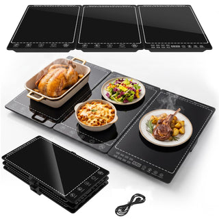 Huiongs Electric Warming Tray, 3 Modular Panels, Black