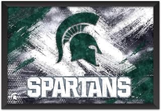 NCAA Michigan State Spartans Brush Stroke Logo Framed Wall Art | 27 x 39 In