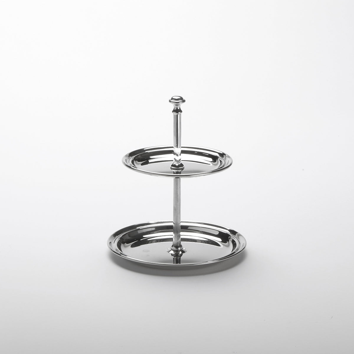 Stainless Steel Two-Tier Display Stand - 7″ Diameter and 7-3/4″ Height - Corrosion-Resistant - Countertop Presentation Stand with Silver Finish by American Metalcraft – Model STS2