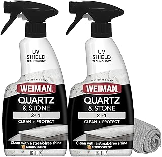 Weiman Quartz Countertop Cleaner and Polish (2 Pack w/Micro Towel) Clean and Shine Your Quartz Countertops Islands and Stone Surfaces with Ultra Violet Protection