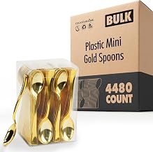 Gold Plastic Mini Spoons 4 Inch 4480 Pack Tasting Spoons for Ice Cream Dessert Samples Gelato Mini Pudding Appetizers Bulk