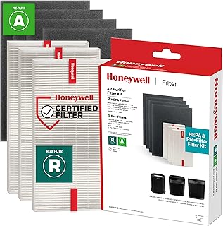 Honeywell HEPA Air Purifier Filter Replacement Kit for HPA300, HPA3300, HPA5300, HPA8350 series Air Purifiers, Value Combo Pack Includes 3 HEPA R & 4 A Carbon Pre-Cut Pre-Filters | Replacement filters, HEPA air filter, combo pack, 3 HEPA R & 4 A Carbon Pre-Cut Pre-Filters, HPA3300/HPA5300/HPA8350