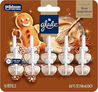 Glade PlugIns Scented Oil 2 Refills, Air Freshener, Cozy Gingerbread, 6.7 fl oz, Pack of 10