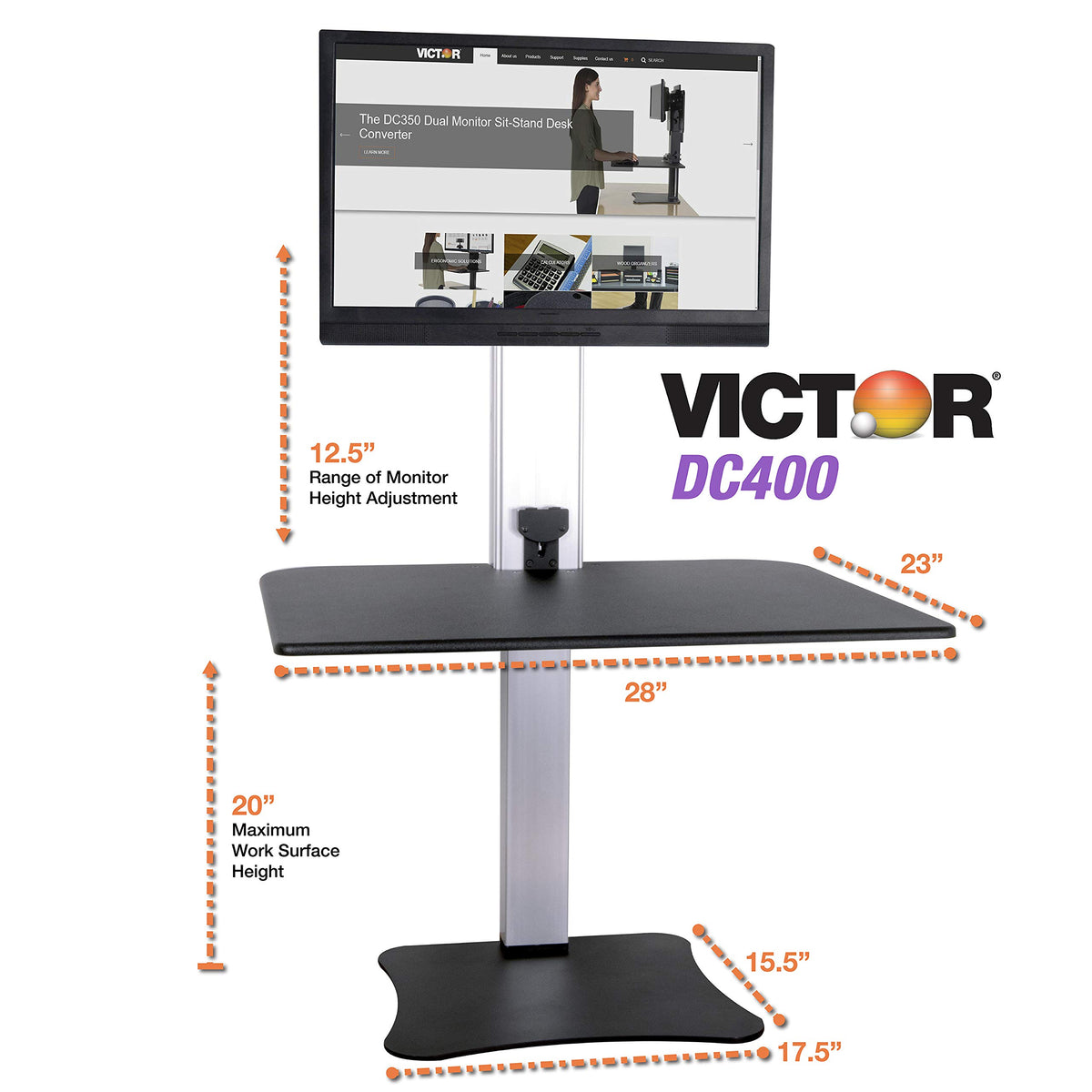 Victor Single Monitor / Black W/Aluminum / Modern Monitor Stands
