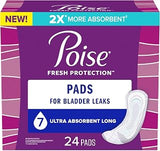 Poise Incontinence Pads & Postpartum Incontinence Pads, 7 Drop Ultra Absorbency, Long Length, 24 Count, Packaging May Vary