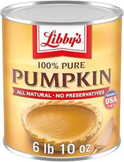 Libby's 100% Pure Pumpkin, Pumpkin Pie Filling, Bulk, 6 lb 10 oz #10 Can | Pure pumpkin goodness, convenient pantry staple, year-round baking applications, consistent results, bulk format