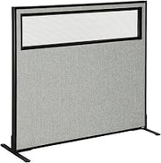 Global Industrial 48-1/4"W x 42" H Freestanding Office Partition Panel with Partial Window, Gray