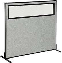 Global Industrial 48-1/4"W x 42" H Freestanding Office Partition Panel with Partial Window, Gray