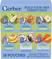 Gerber Stage 2 Organic Fruit & Veggie BYO Variety Pouches, 3.5 Oz, 18 Pack