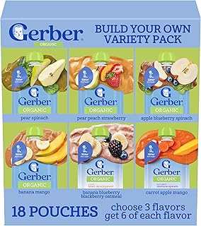 Gerber Stage 2 Organic Fruit & Veggie BYO Variety Pouches, 3.5 Oz, 18 Pack