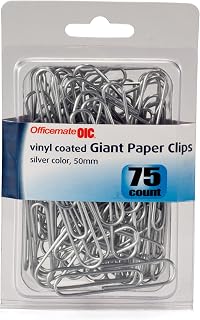 Officemate Giant Vinyl Coated Paper Clips, Translucent Silver, 75/PK (97215)
