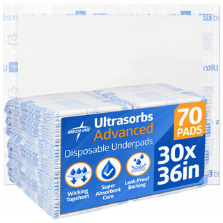 Ultrasorbs Advanced Extra Strength Drypads by Medline – 70 Count (Pack of 1), Super Absorbent Polymer, White
