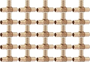 SharkBite 1/2 Inch Crimp Tee, Pack of 25, Brass Plumbing Fitting, PEX Pipe, PE-RT, UC362LF