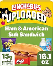 Lunchables Uploaded Sub Sandwich Snack Kit, Ham and American, 16.1 oz Box