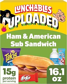 Lunchables Uploaded Sub Sandwich Snack Kit, Ham and American, 16.1 oz Box