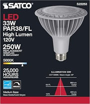 Satco S22253 33 Watt PAR38 High Lumen LED; 5000K; Medium Base; 120 Volt (12 LED Light Bulbs)