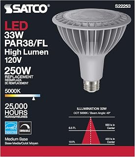 Satco S22253 33 Watt PAR38 High Lumen LED; 5000K; Medium Base; 120 Volt (12 LED Light Bulbs)