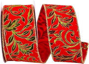 Reliant Ribbon Exquiste Scroll Holiday Wired Edge Ribbon, 2-1/2 Inch X 10 Yards, Red/Green