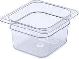 Carlisle FoodService Products Plastic Food Pan 1/6 Size 4 Inches Deep Clear