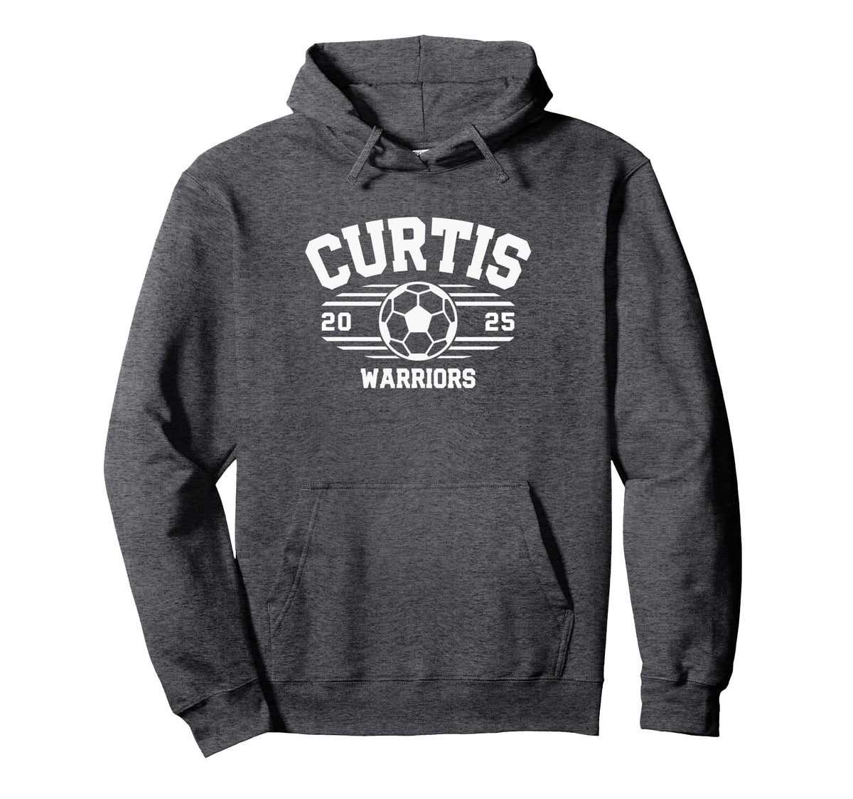 Curtis Warriors Soccer Ball 2025 Pullover Hoodie by Curtis Warriors Official High School Gear – Polyester, Grey, Model T13W6GGE5KN