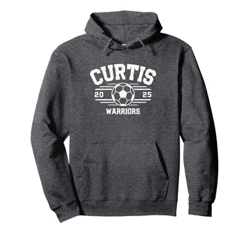 Curtis Warriors Soccer Ball 2025 Pullover Hoodie by Curtis Warriors Official High School Gear – Polyester, Grey, Model T13W6GGE5KN