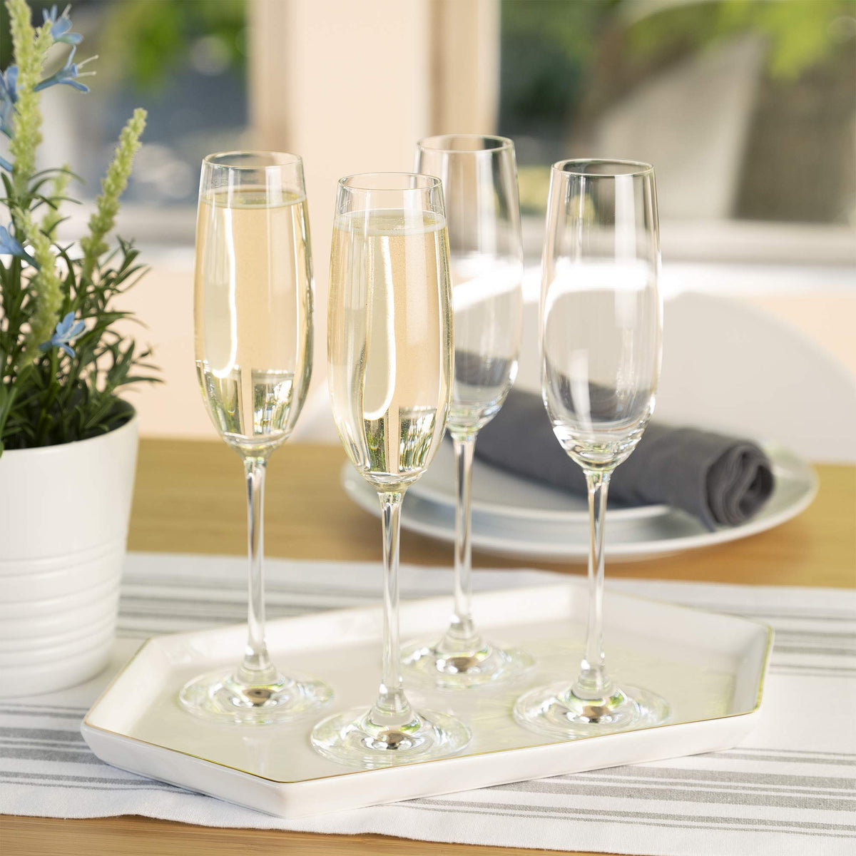 Salute Champagne Flutes by Spiegelau – 4 Count (Pack of 1), 7.1 ounces, Glass (Lead-free Crystal), Champagne Glasses, Model 4720175