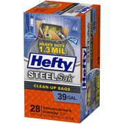 SteelSak Heavy Duty Large Clean-Up Trash Bags by Hefty – 28 Count (Pack of 1), 39.0 gallons, Steel, Black, Model E24530