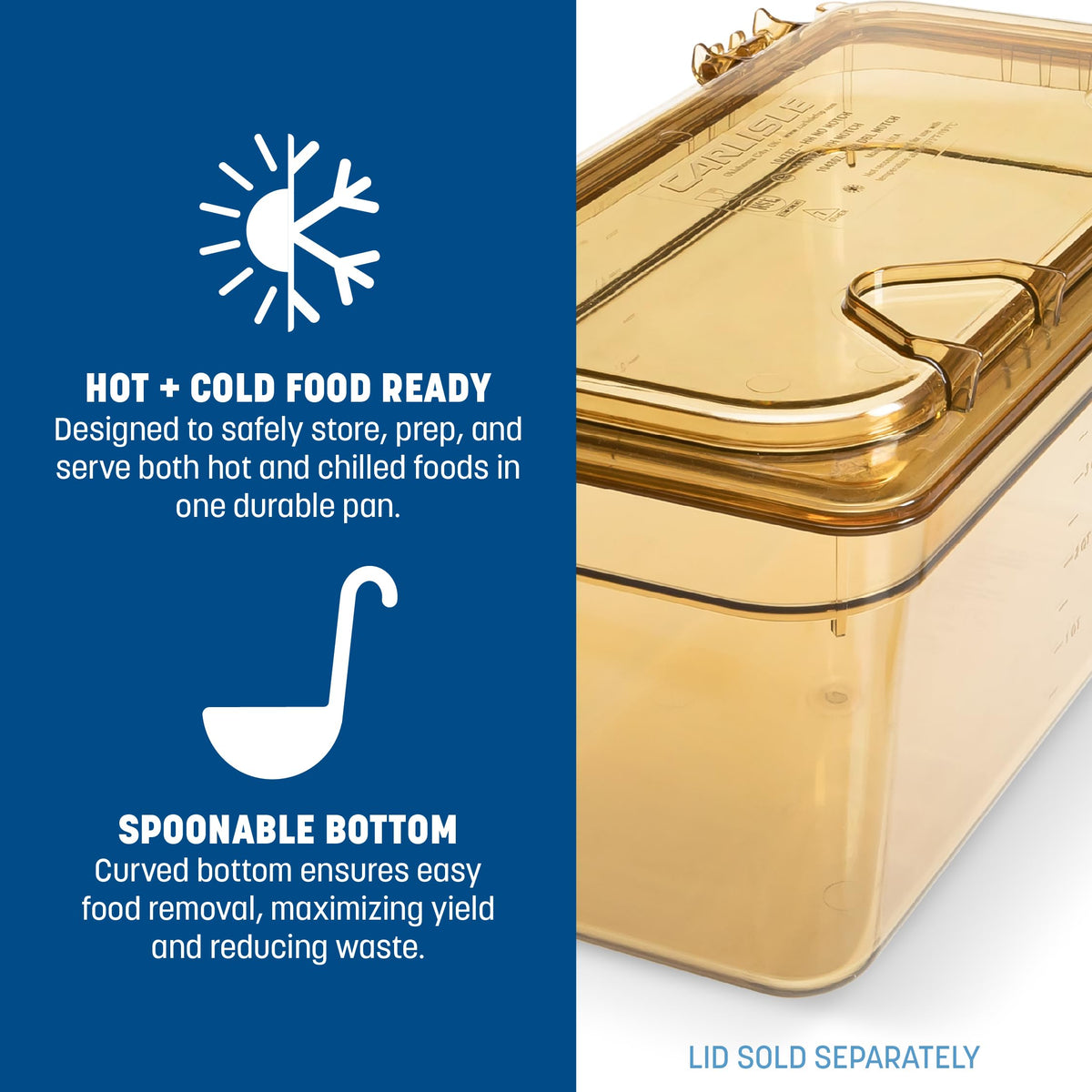 Carlisle FoodService Products 1/3 size / Amber / 2.5" Deep Storage & Transport