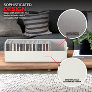 CD Storage Box by Stock Your Home – 17.73 x 6.25 x 5.5 inches, Faux Leather, White