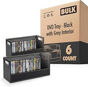DVD Storage Box by Stock Your Home – 3 Count Pack of 2, Faux Leather, Black 6 Pack, Pack of 6, Model SYH-2007-QV-3CT