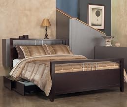 Modus Furniture Solid Wood 2-Side Storage Bed, California King, Nevis - Espresso