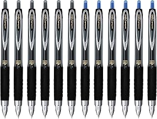 Uni-Ball Signo 207 Retractable Gel Pens, Micro Point, 0.5mm, Black & Blue Ink, 12 Pack (6 Black, 6 Blue), Fraud-Resistant uni Super Ink, Quick-Dry, Refillable