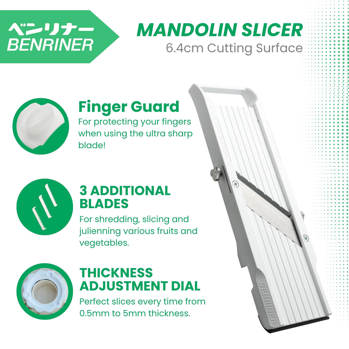 Japanese Mandolin Vegetable Slicer by Benriner – One Size, 12.5 cubic_inches, Ceramic, Off-White, Model BN-1