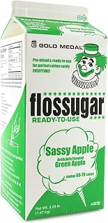 Gold Medal Green Apple Candy Floss Sugar, 52 oz - 1/2 Gallon, 6 Pack