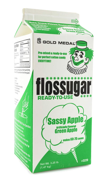 Green Apple Flossugar (1/2 gallon) by Gold Medal – 3.25 Pound (Pack of 1), Green, Pack of 6, Model 3220