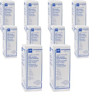 Medline Deluxe Nonwoven Gauze Sponge, 4-Ply, 4 x 4 in, Pack of 2000 | Non-Sterile, Absorbent, Low Linting, Fast-Wicking