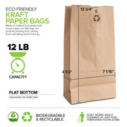 Stock Your Home 100 / 12 Lb / Kraft Brown Food Storage Bags