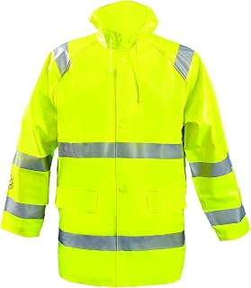 OccuNomix LUX-TJR/FR-YXL Premium Flame Resistant Waterproof Rain Jacket, Class 3, Yellow, X-Large