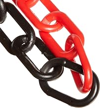 Mr. Chain Plastic Barrier Chain, Red/Black, 100 ft Length (51036-100) | UV-resistant HDPE plastic, heavy duty crowd control barrier, industrial and construction sites, 300-lb tensile, made in USA